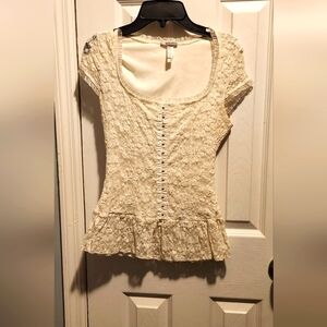 Outlooks Short Sleeve Lace Top